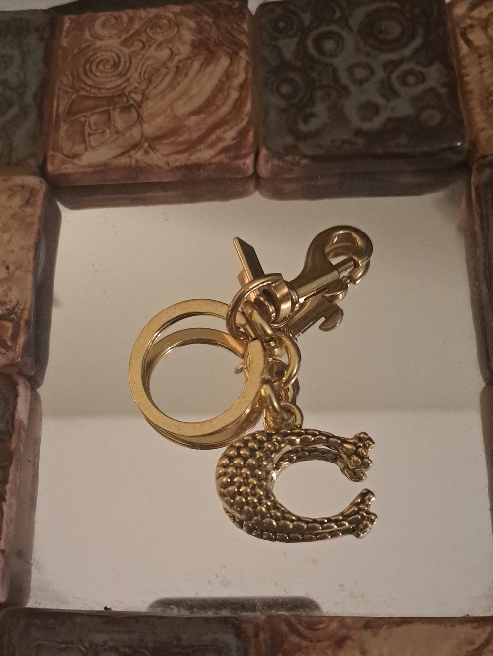 Gold-Tone Letter C Keychain Charm - Women's Accessory - Coach Dupe